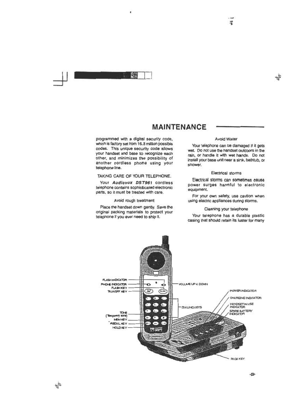 Maintenance | Audiovox DST 961 User Manual | Page 13 / 16