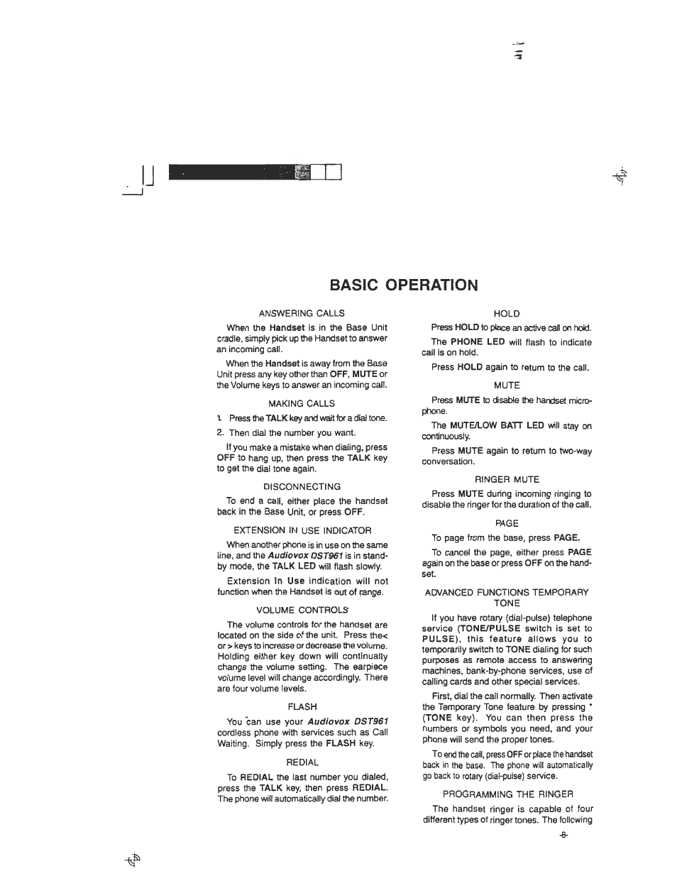 Basic operation | Audiovox DST 961 User Manual | Page 9 / 16