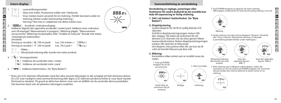 Intern display sammanfattning av användning | Nikon PROSTAFF User Manual | Page 23 / 99