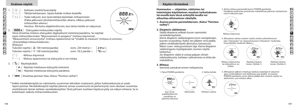 Sisäinen näyttö käytön tiivistelmä | Nikon PROSTAFF User Manual | Page 55 / 99