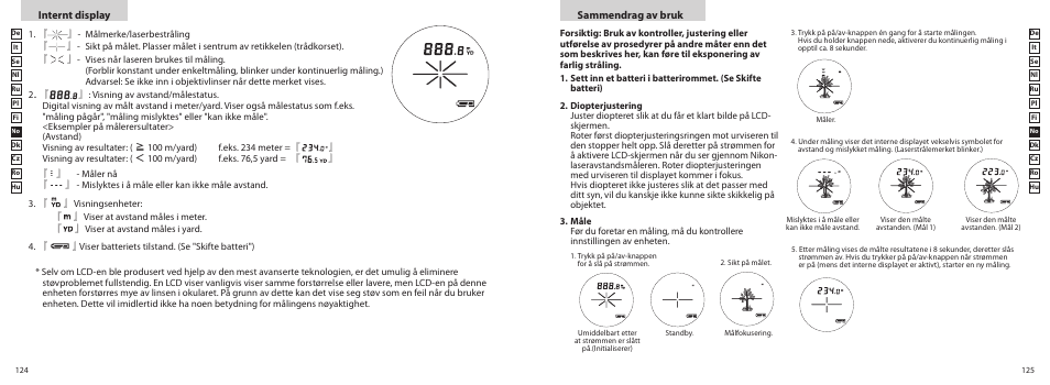 Internt display sammendrag av bruk | Nikon PROSTAFF User Manual | Page 63 / 99