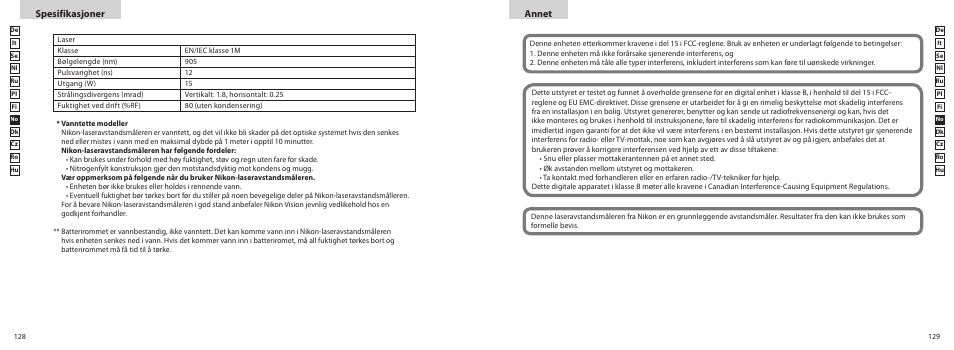 Annet, Spesifikasjoner | Nikon PROSTAFF User Manual | Page 65 / 99