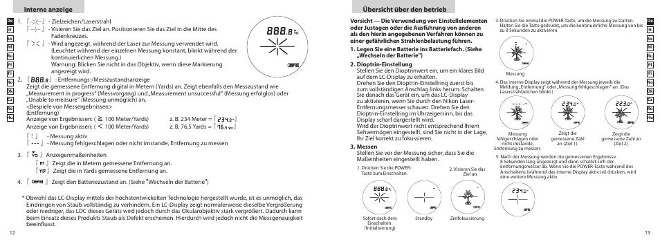 Interne anzeige übersicht über den betrieb | Nikon PROSTAFF User Manual | Page 7 / 99