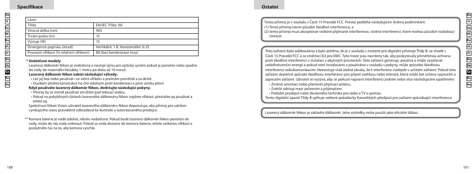 Ostatní, Specifikace | Nikon PROSTAFF User Manual | Page 81 / 99