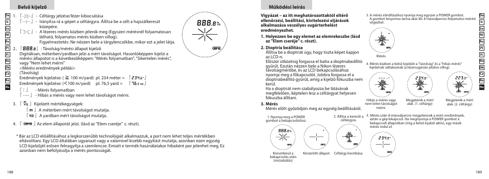 Belső kijelző működési leírás | Nikon PROSTAFF User Manual | Page 95 / 99