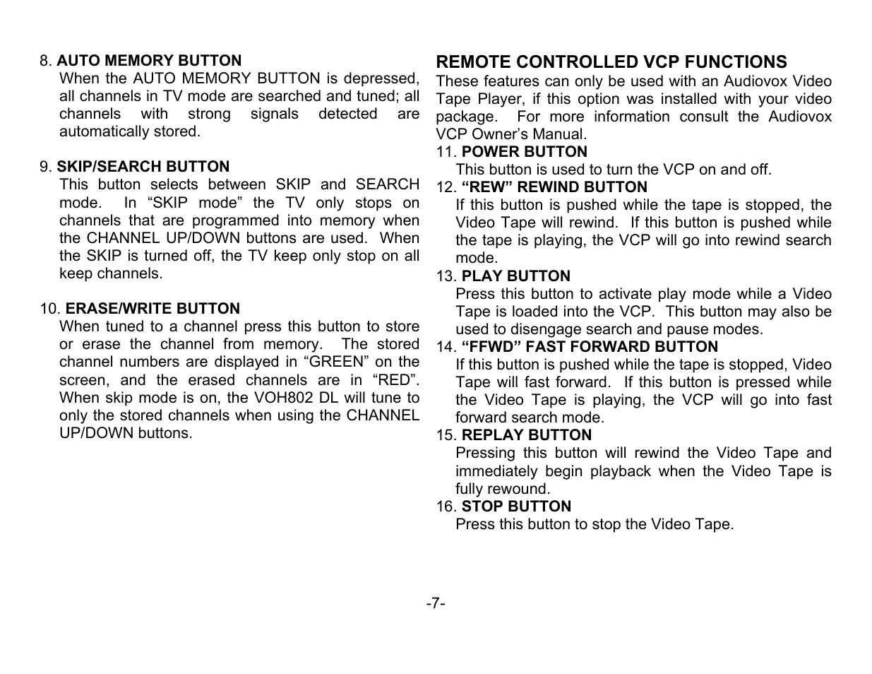 Audiovox VOH802 User Manual | Page 8 / 16