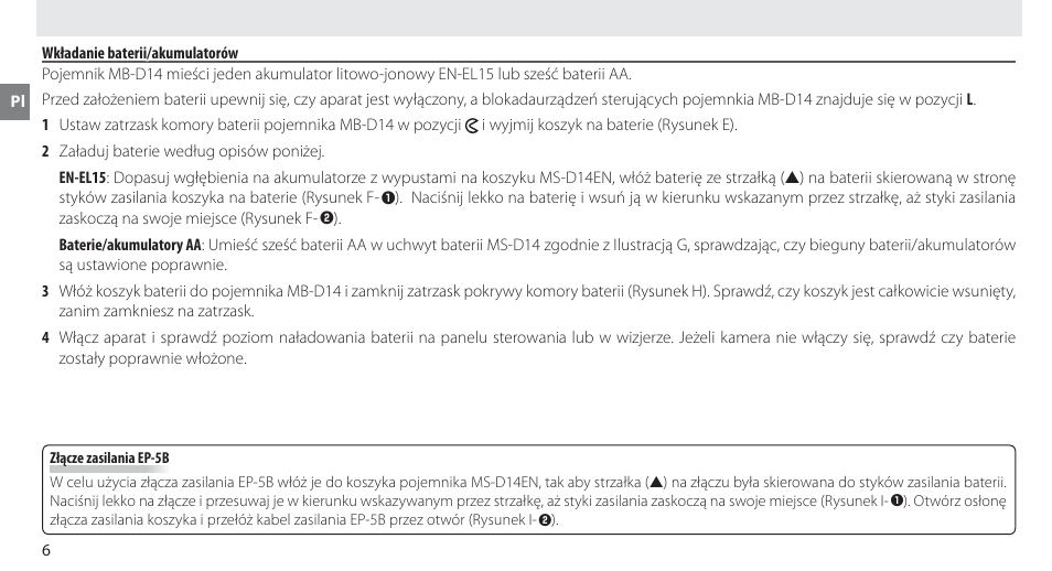 Wkładanie baterii/akumulatorów | Nikon MB-D14 User Manual | Page 140 / 244