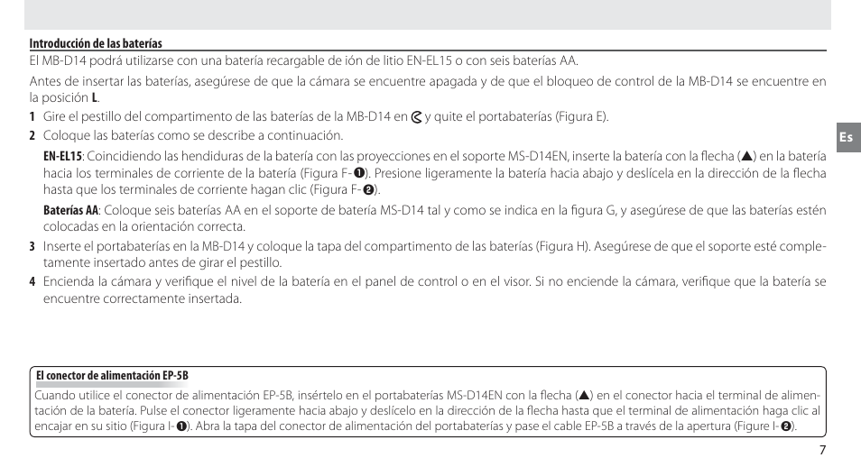 Introducción de las baterías | Nikon MB-D14 User Manual | Page 41 / 244