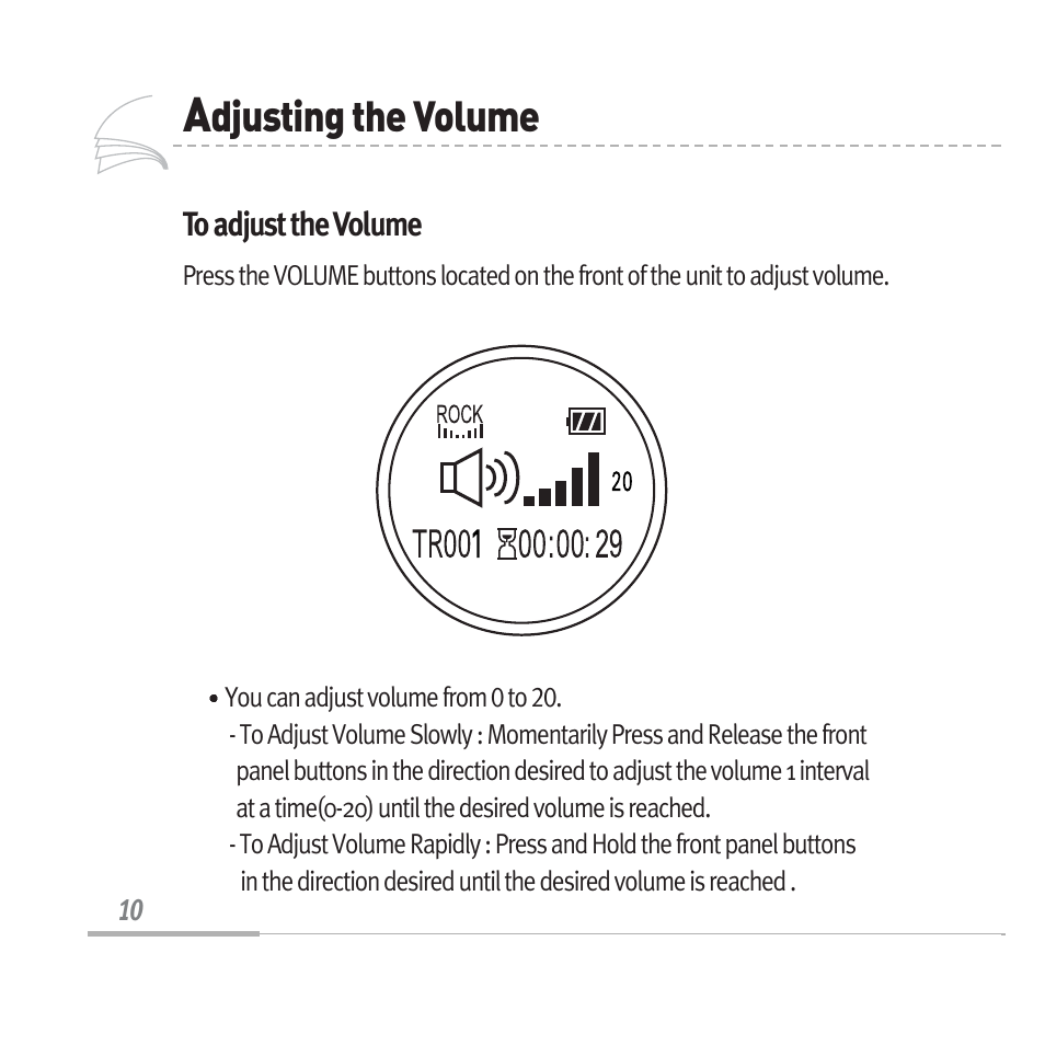 Djusting the volume | Audiovox MP3128 User Manual | Page 13 / 44