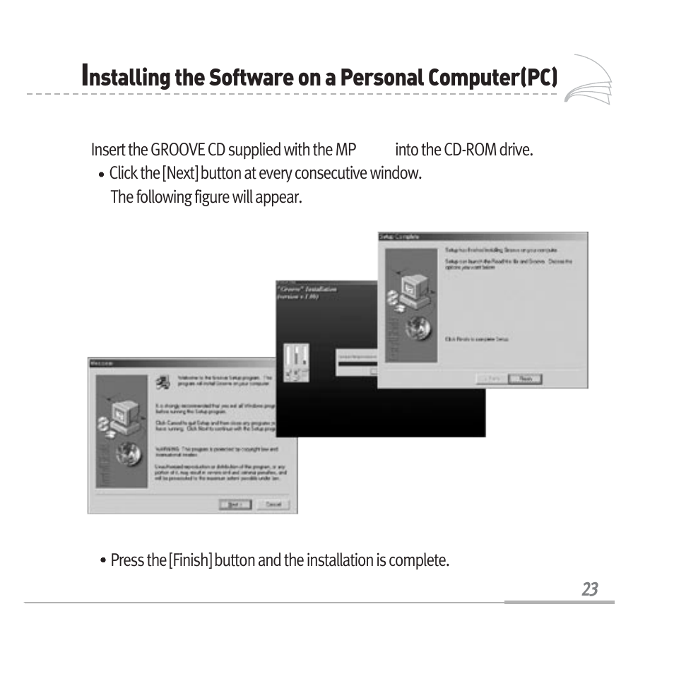 Nstalling the software on a personal computer(pc) | Audiovox MP3128 User Manual | Page 26 / 44