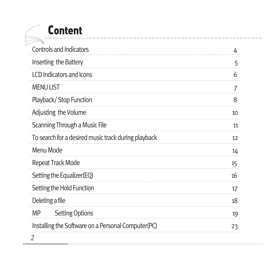 Ontent | Audiovox MP3128 User Manual | Page 5 / 44