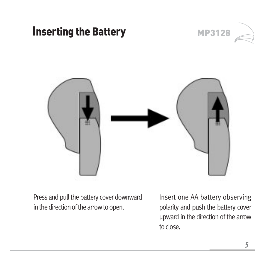 Nserting the battery | Audiovox MP3128 User Manual | Page 8 / 44