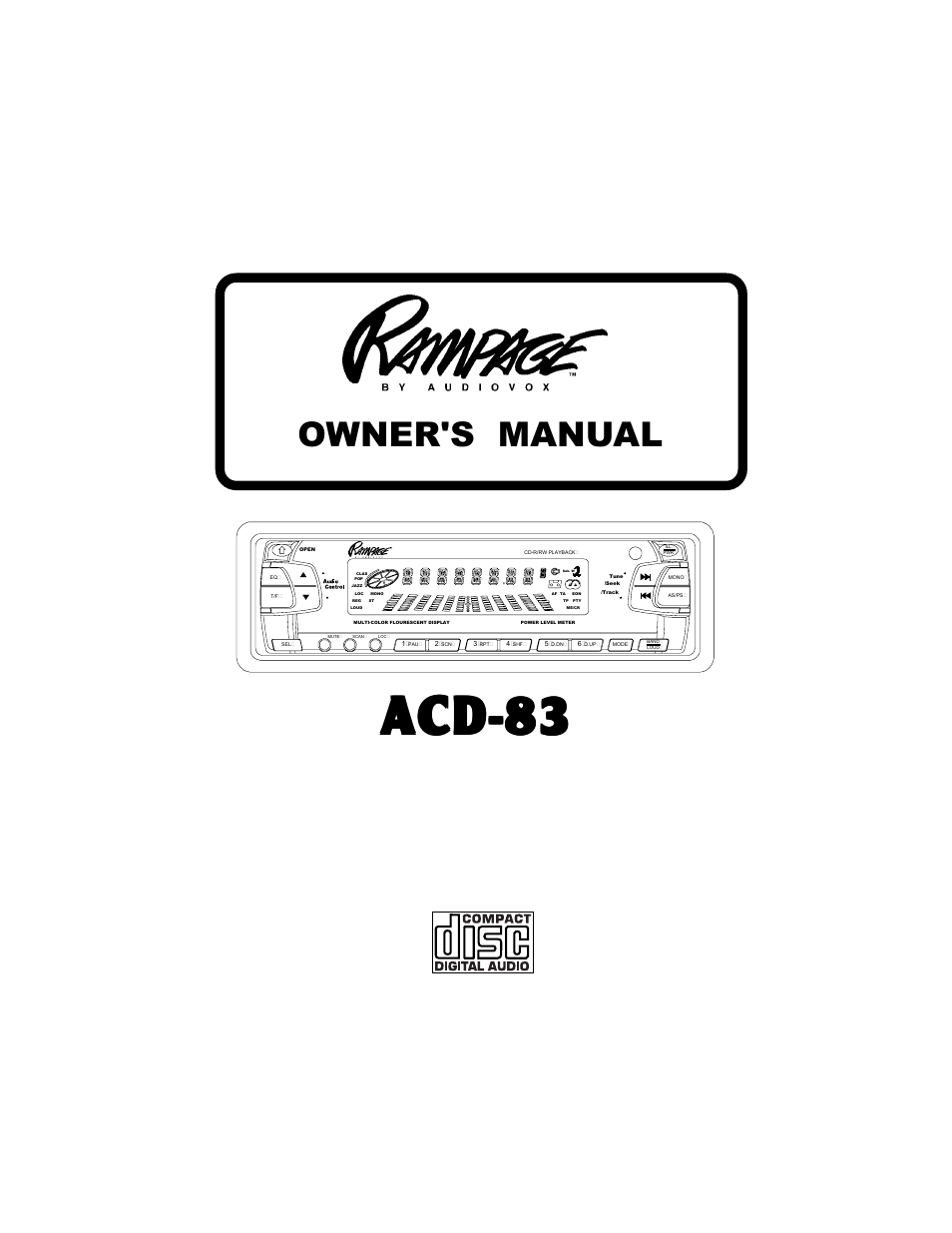 Audiovox Rampage ACD83 User Manual | 20 pages