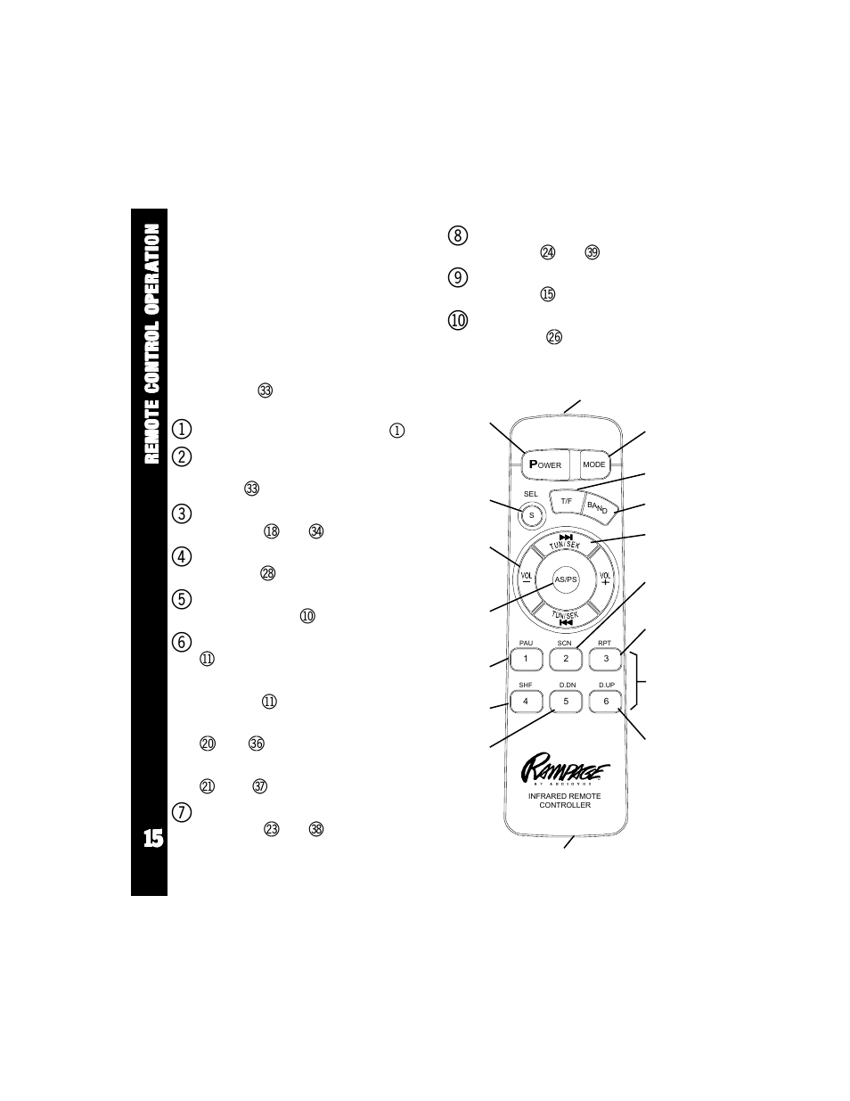 Wireless remote control operation | Audiovox Rampage ACD83 User Manual | Page 16 / 20