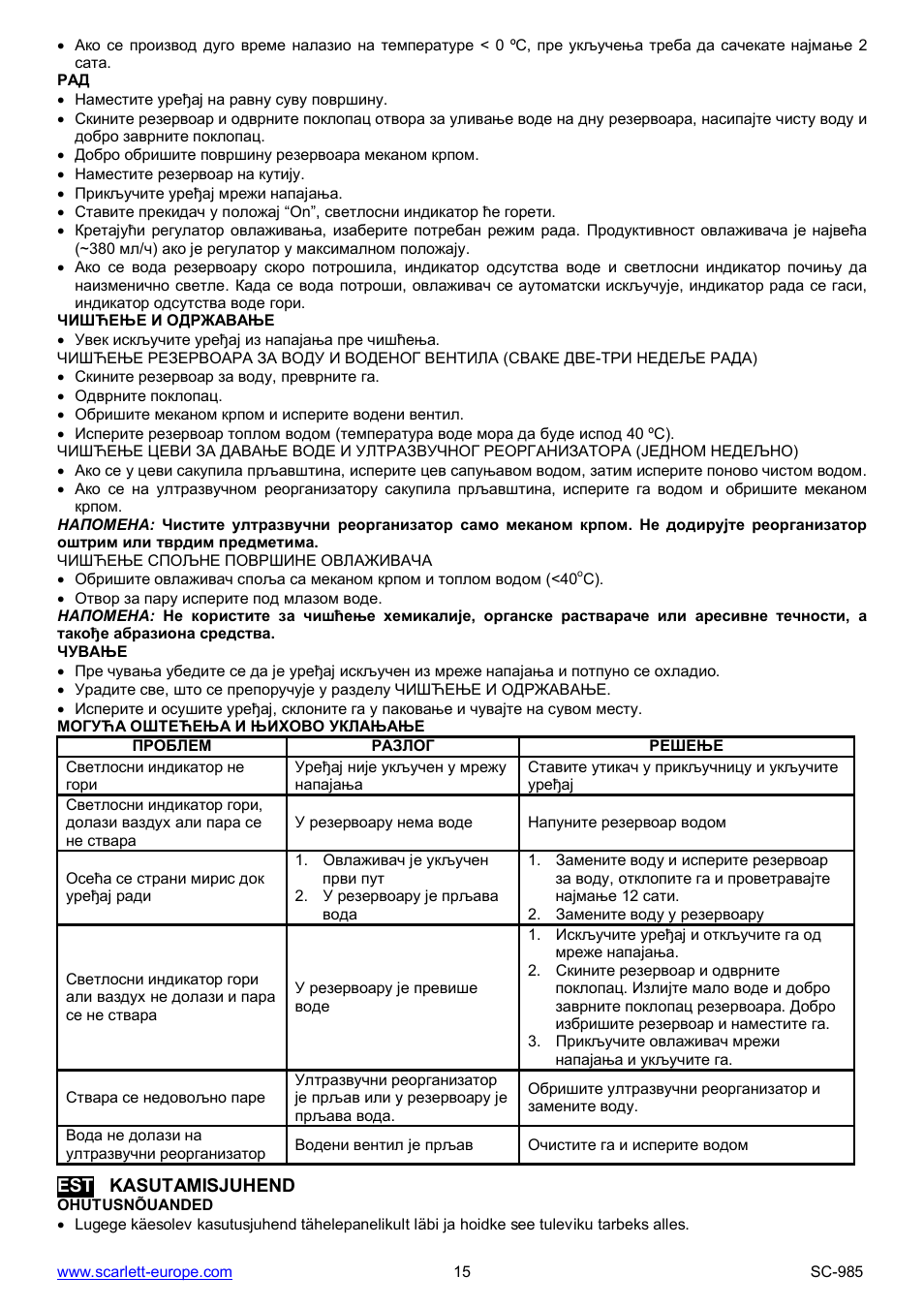 Scarlett SC-985 User Manual | Page 15 / 24