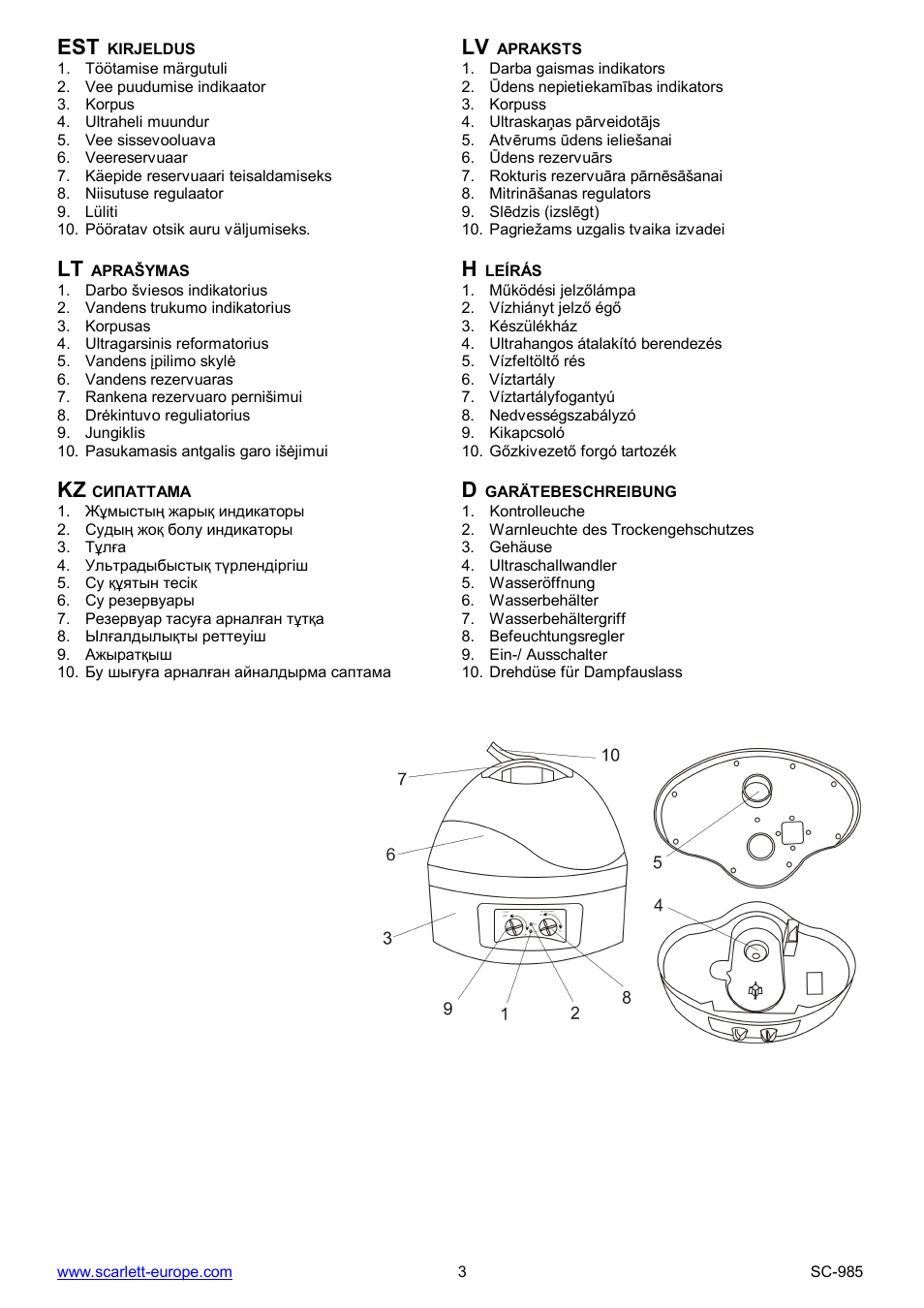 Kz d | Scarlett SC-985 User Manual | Page 3 / 24
