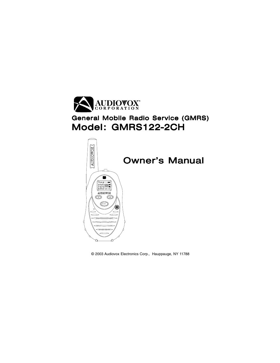 Audiovox GMRS122-2CH User Manual | 24 pages