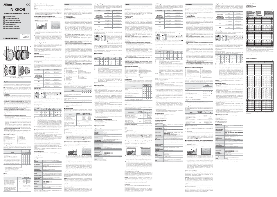 Nikon 18-35mm-f-35-45G-ED-AF-S-Nikkor User Manual | 2 pages