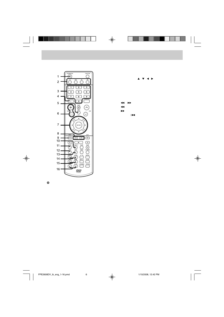 Control reference guide | Audiovox FPE2608DV User Manual | Page 7 / 31