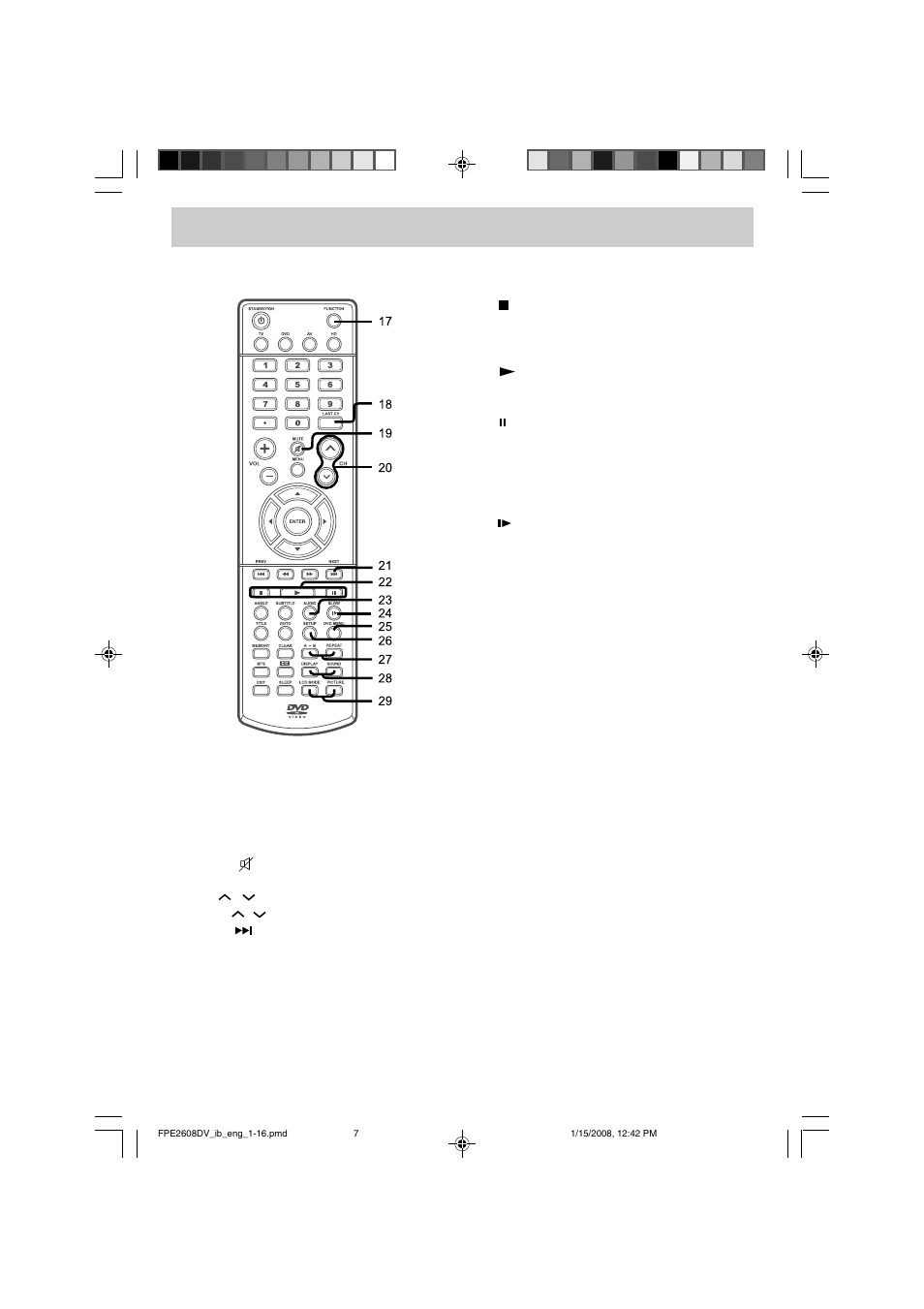 Control reference guide | Audiovox FPE2608DV User Manual | Page 8 / 31