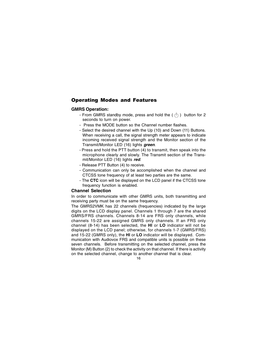 Audiovox GMRS2VMK User Manual | Page 16 / 28