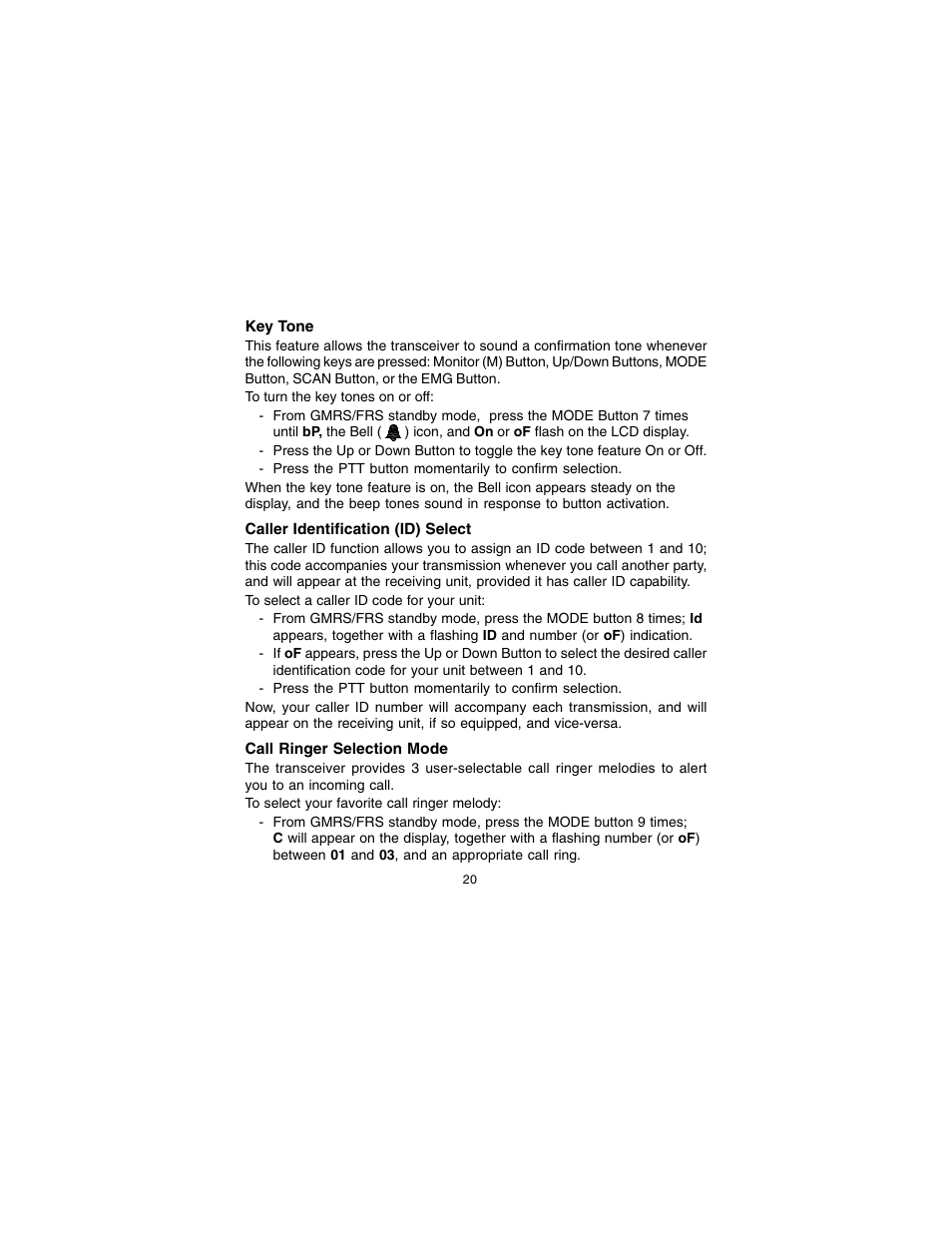 Audiovox GMRS2VMK User Manual | Page 20 / 28