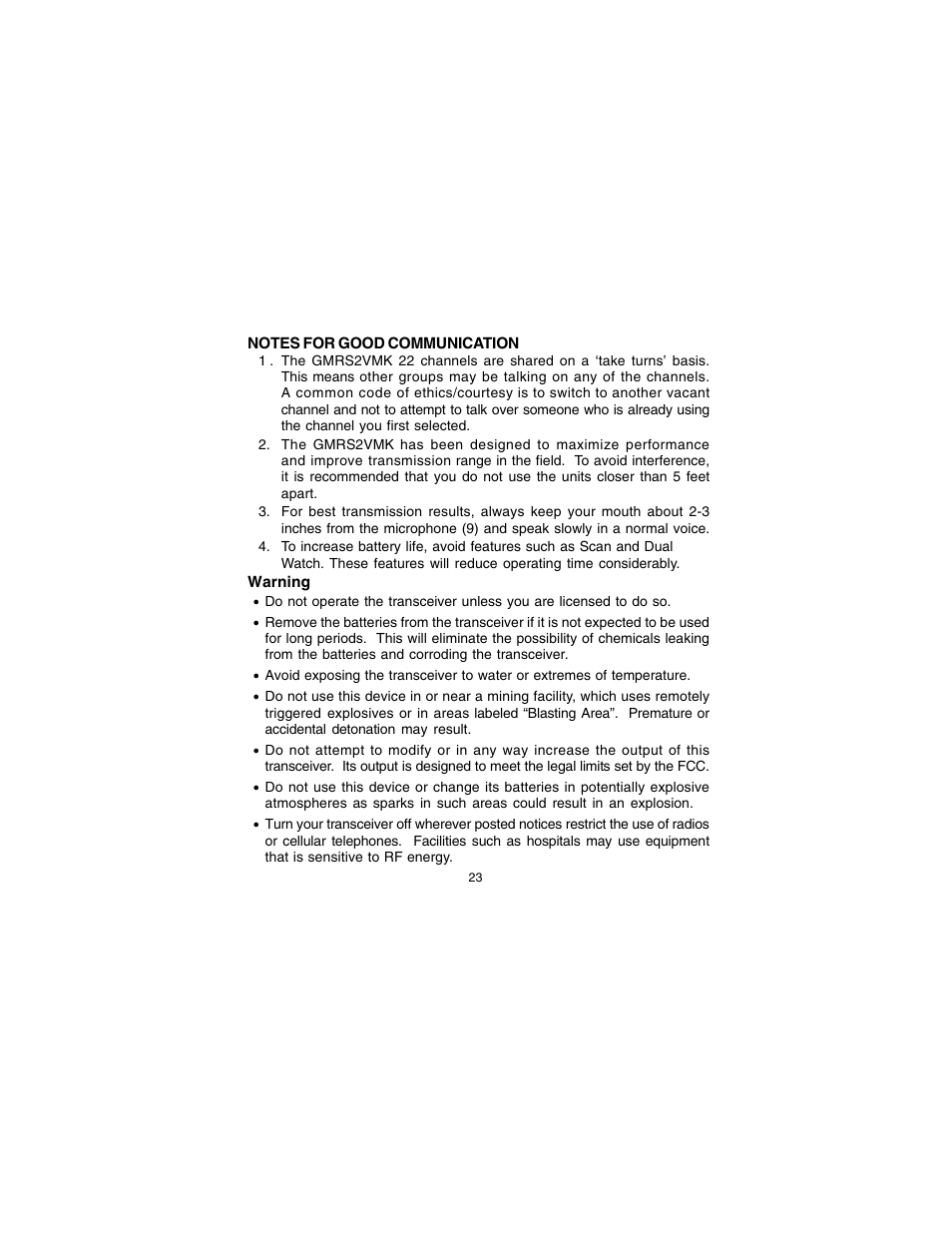 Audiovox GMRS2VMK User Manual | Page 23 / 28