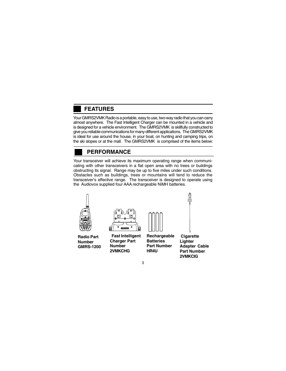 Audiovox GMRS2VMK User Manual | Page 3 / 28