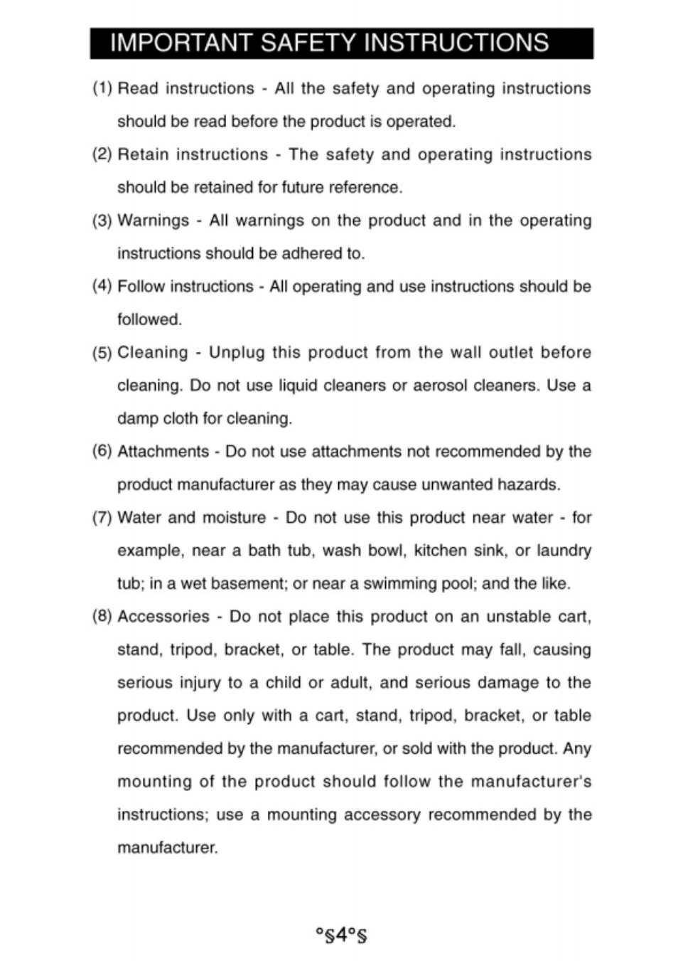 Important safety instructions | Audiovox D1730 User Manual | Page 5 / 46
