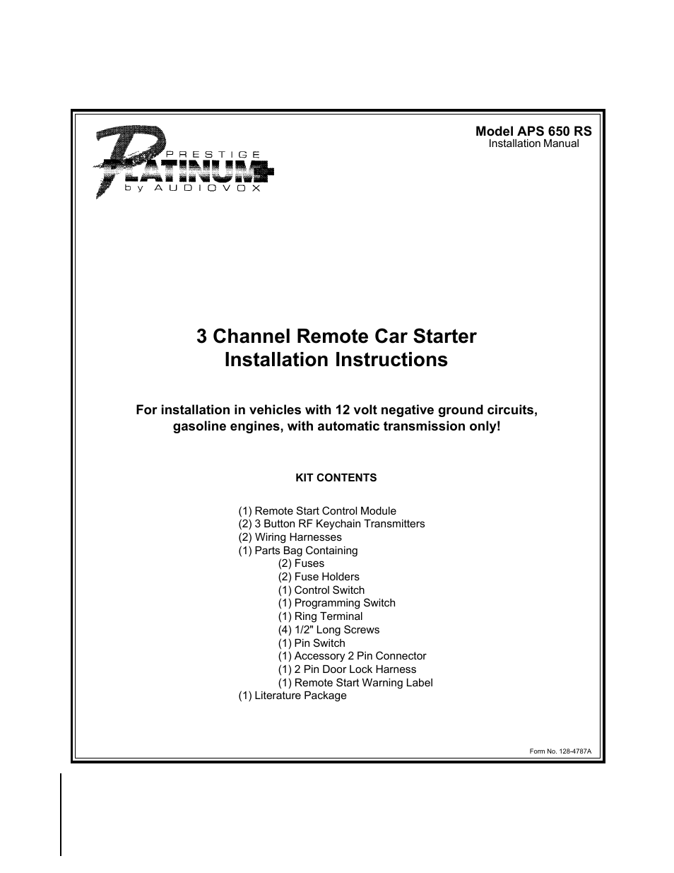 Audiovox APS 650 RS User Manual | 24 pages