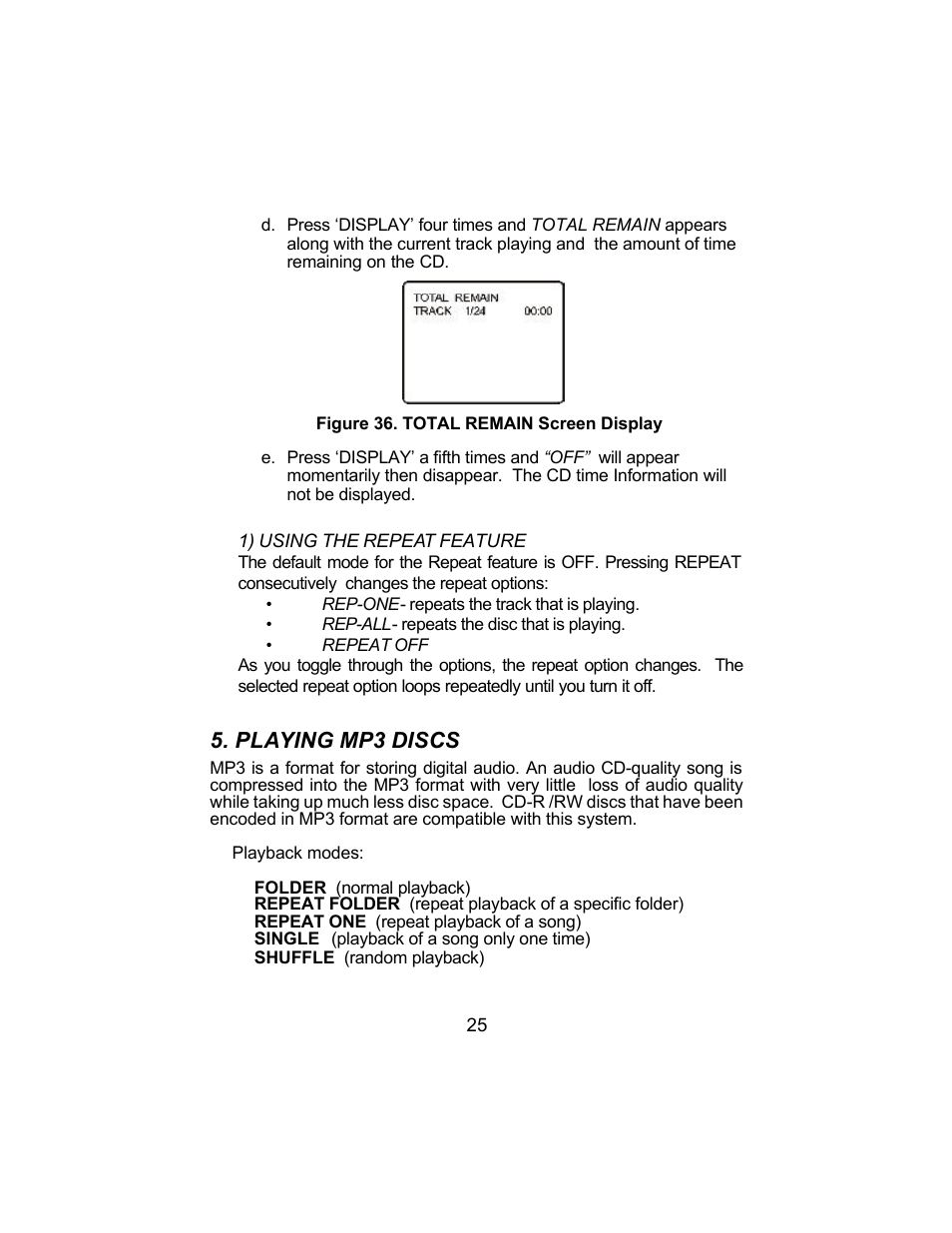 Playing mp3 discs | Audiovox VBP3800 User Manual | Page 25 / 34