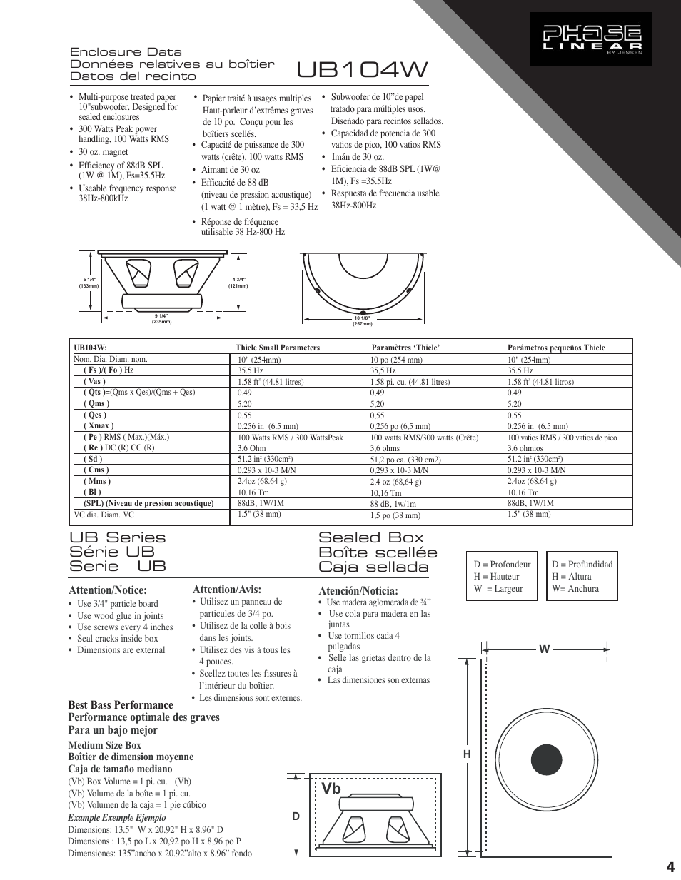 Ub104w, Attention/notice, Attention/avis | Atención/noticia | Audiovox UB104W User Manual | Page 5 / 7