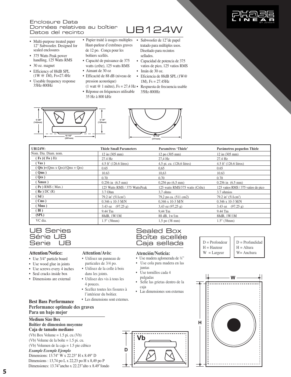 Ub124w, Attention/notice, Atención/noticia | Attention/avis | Audiovox UB104W User Manual | Page 6 / 7