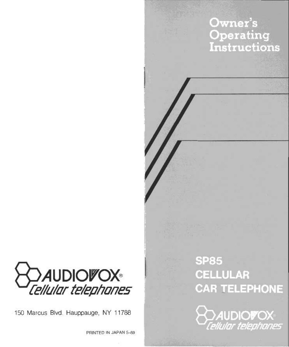 Audiovox SP85 User Manual | 12 pages