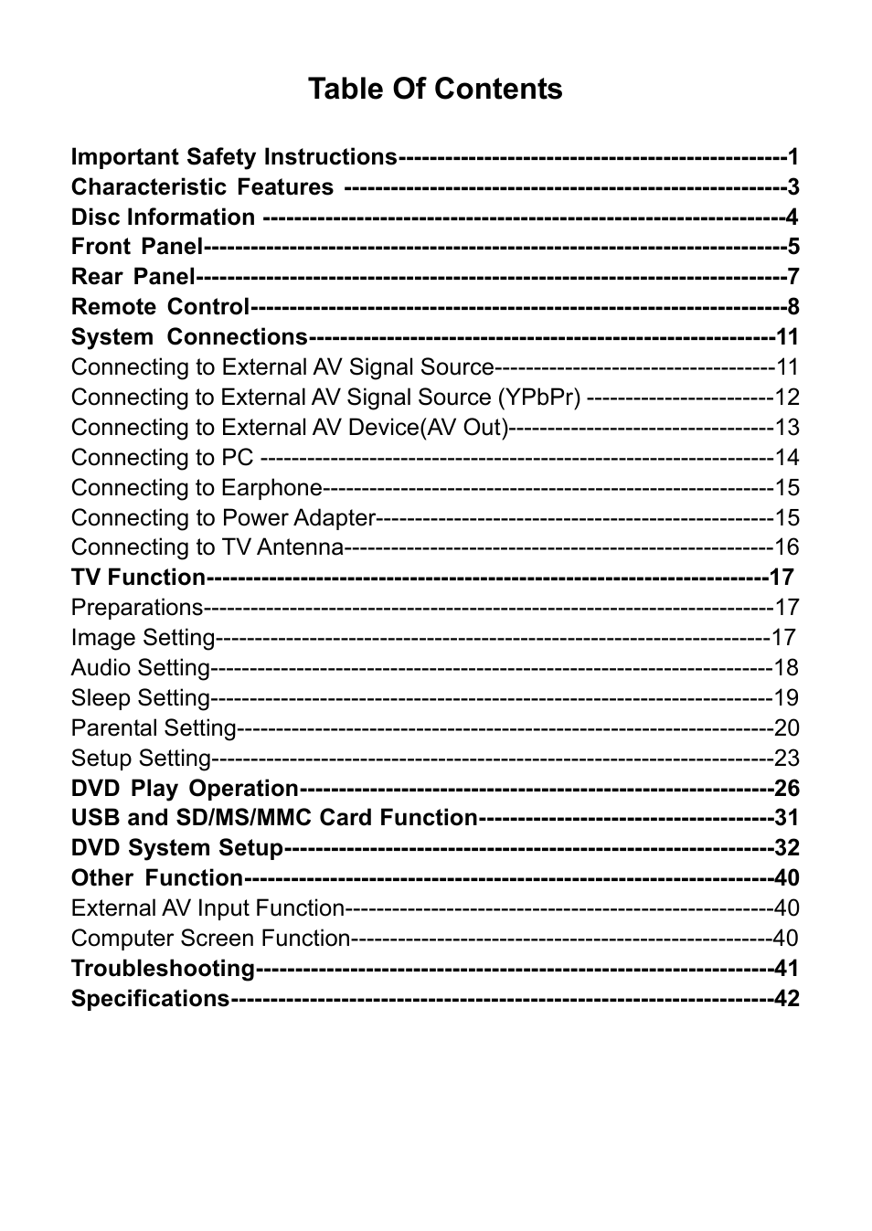 Audiovox FPE1906DV User Manual | Page 2 / 44