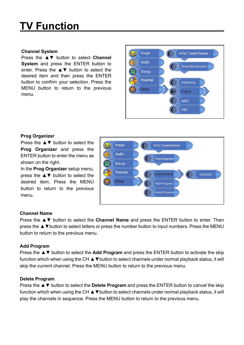 Tv function | Audiovox FPE1906DV User Manual | Page 26 / 44