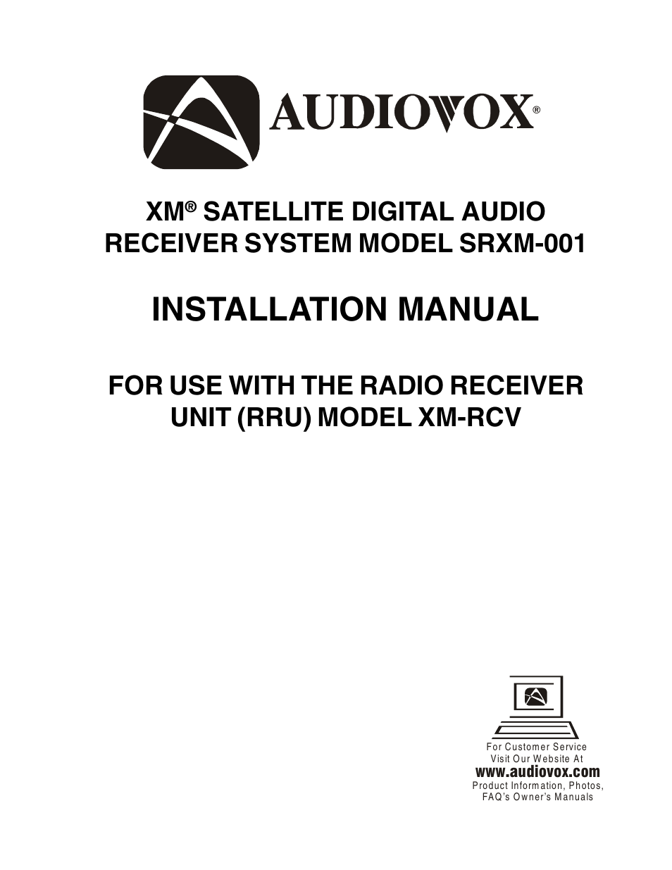 Audiovox XM-RCV User Manual | 12 pages