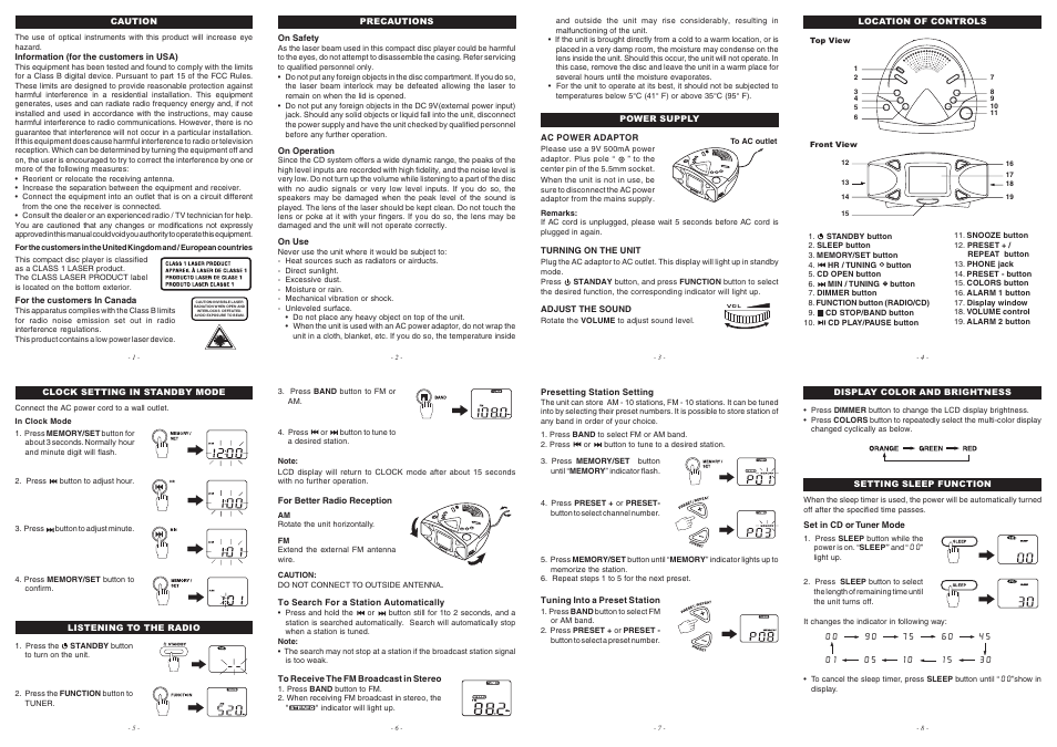 Audiovox ALARM CLOCK AM/FM WITH CD PLAYER User Manual | Page 2 / 2