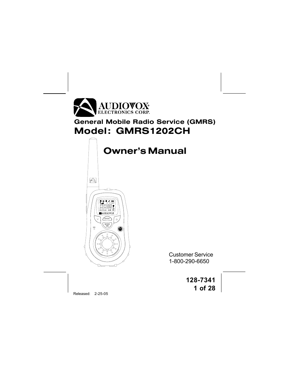 Audiovox GMRS1202CH User Manual | 28 pages