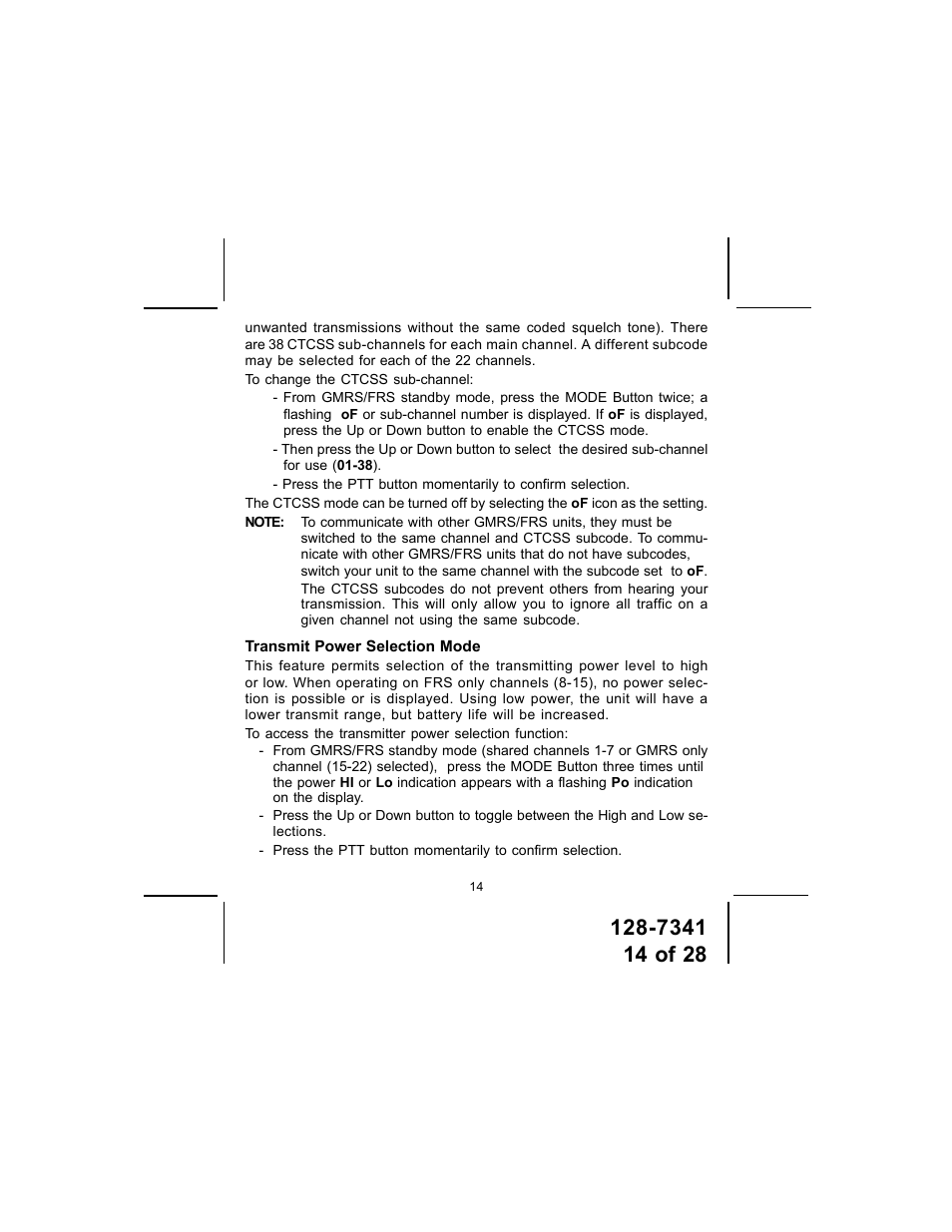 Audiovox GMRS1202CH User Manual | Page 14 / 28