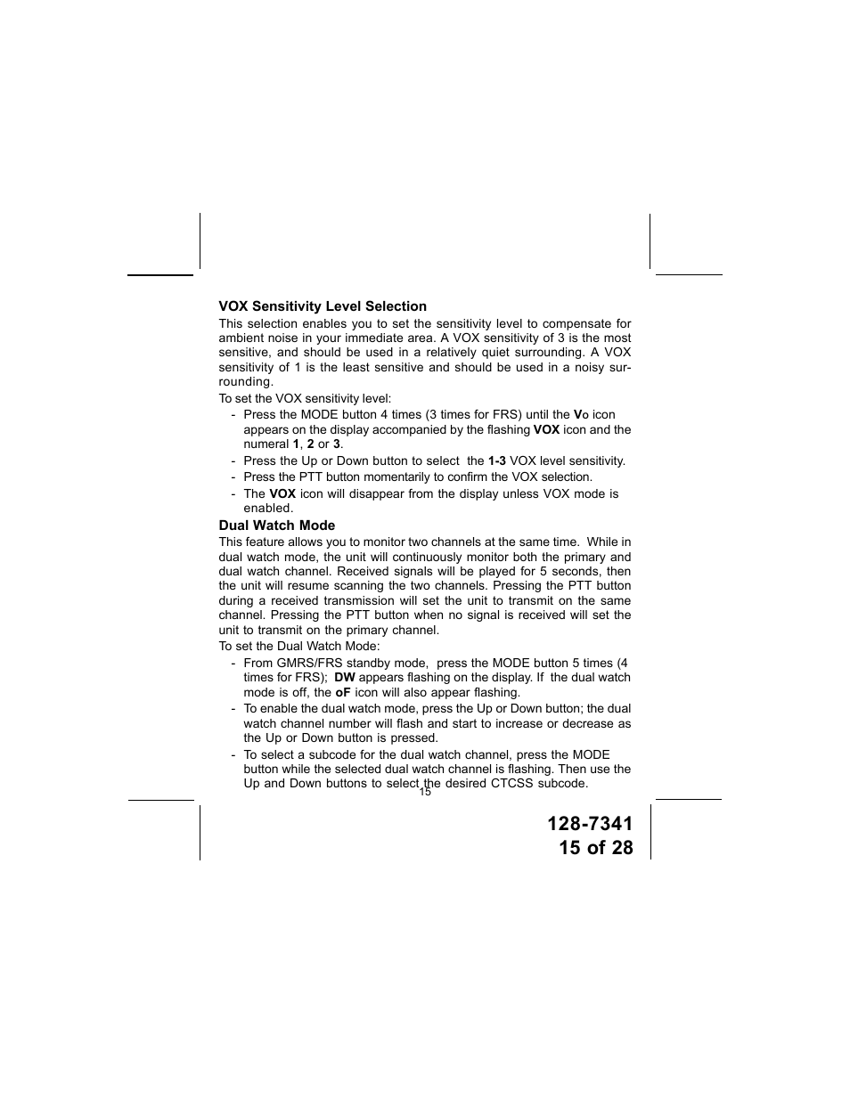 Audiovox GMRS1202CH User Manual | Page 15 / 28
