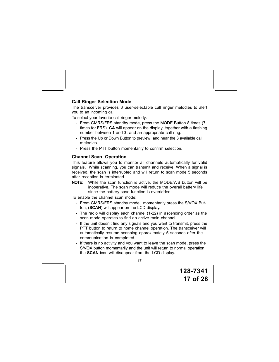 Audiovox GMRS1202CH User Manual | Page 17 / 28