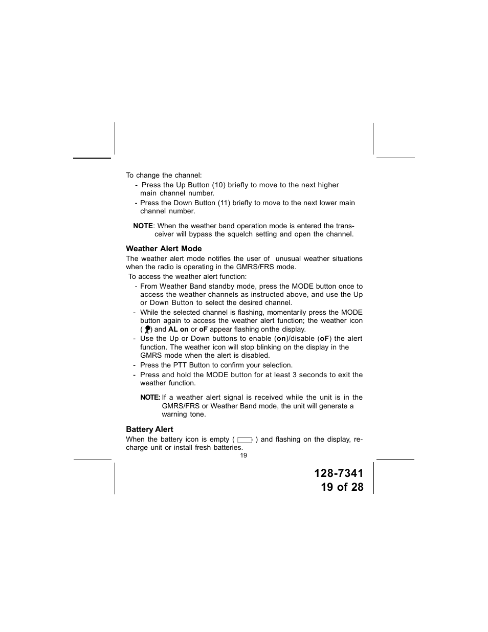 Audiovox GMRS1202CH User Manual | Page 19 / 28