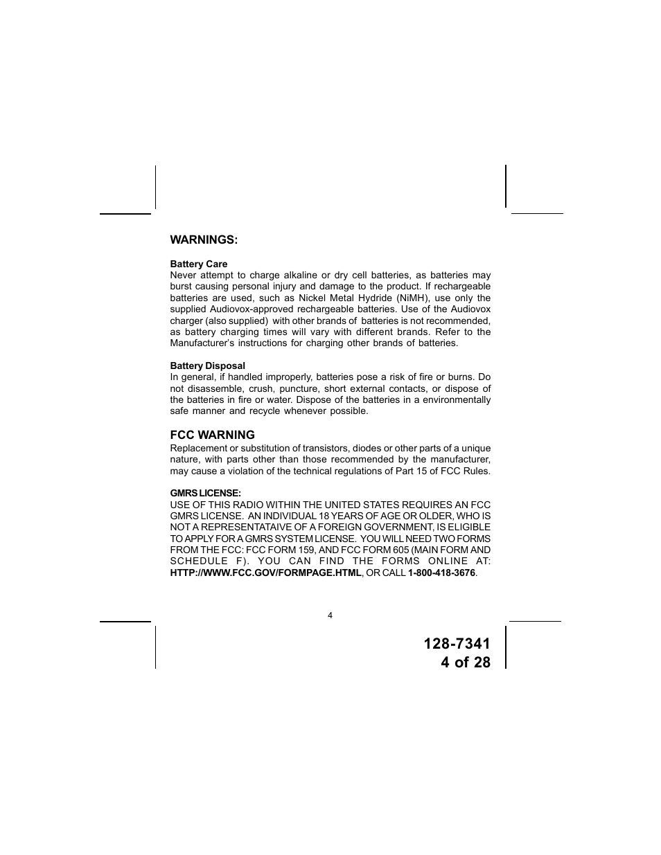 Audiovox GMRS1202CH User Manual | Page 4 / 28