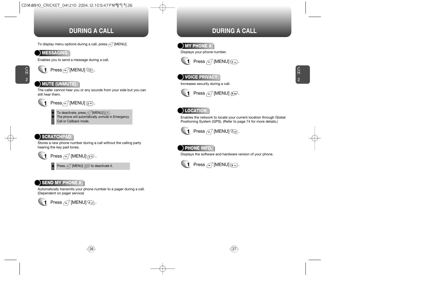 During a call | Audiovox CDM-89100C User Manual | Page 15 / 68