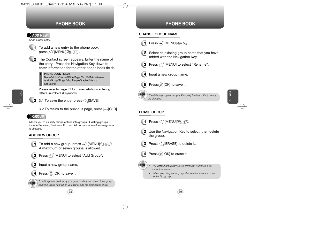 Phone book | Audiovox CDM-89100C User Manual | Page 21 / 68