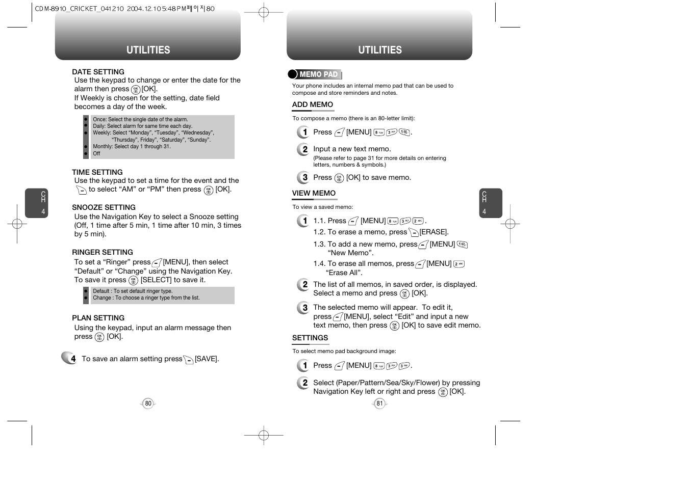 Utilities | Audiovox CDM-89100C User Manual | Page 42 / 68