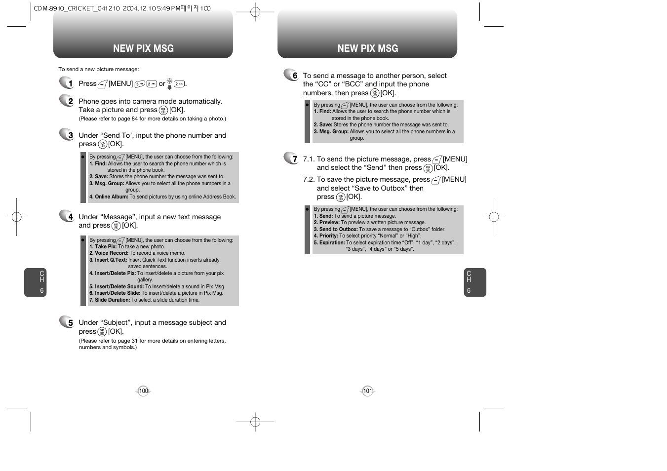 New pix msg | Audiovox CDM-89100C User Manual | Page 52 / 68