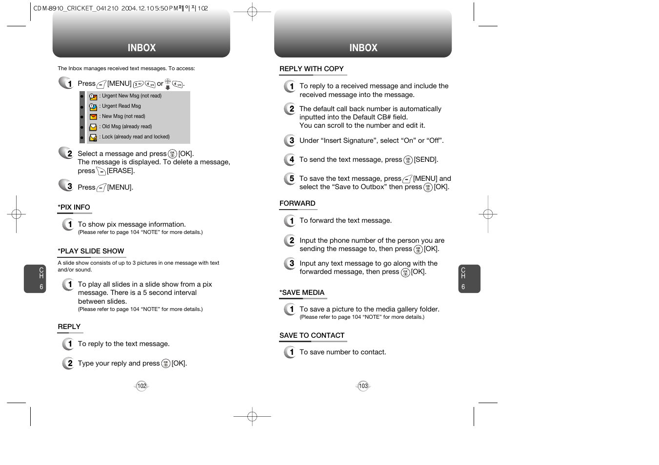 Inbox | Audiovox CDM-89100C User Manual | Page 53 / 68