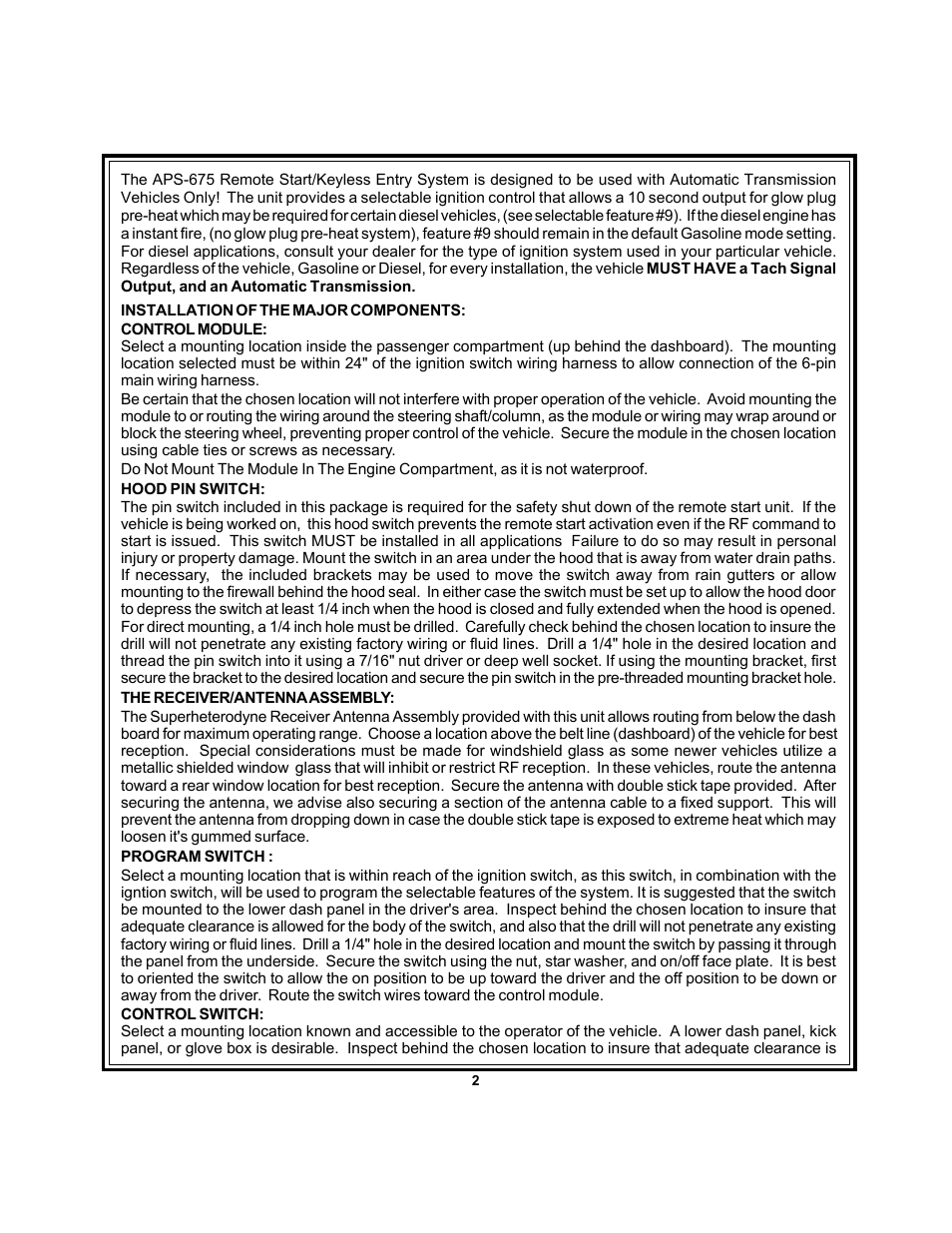 Audiovox Platinum APS 675 User Manual | Page 2 / 18